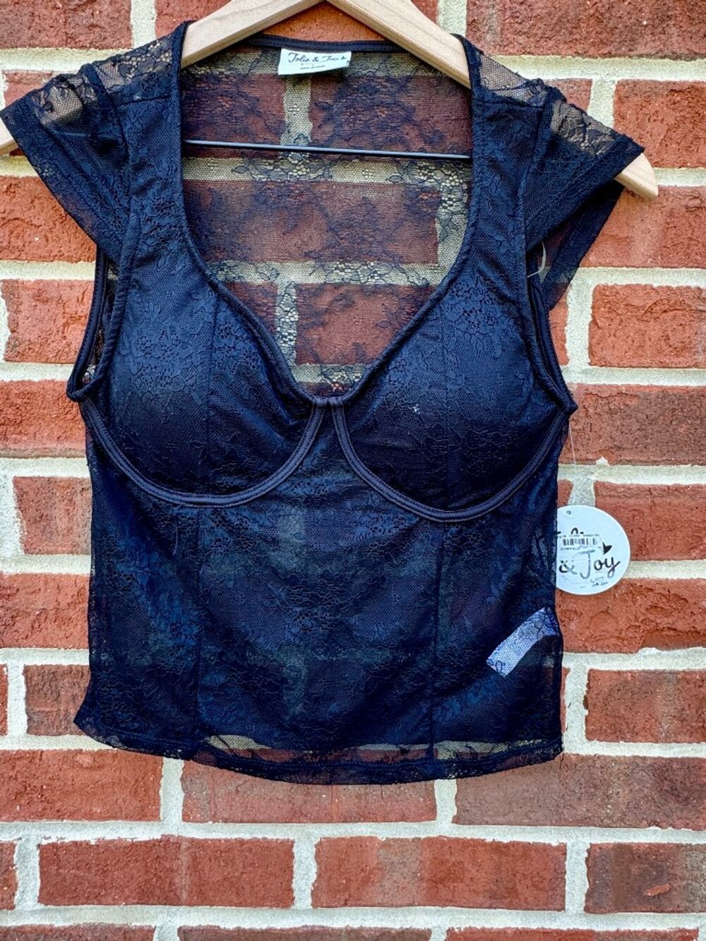 Jolie & Joy Lace Corset Top Large Black Dark Romantic Coquette Girl Going Out